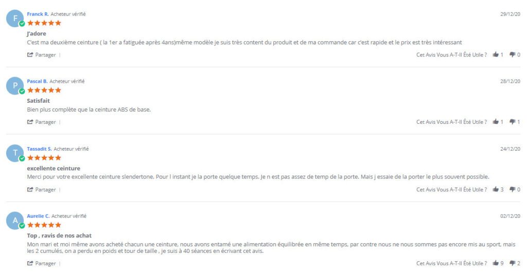avis client qui ont achatés la ceinture connect abs