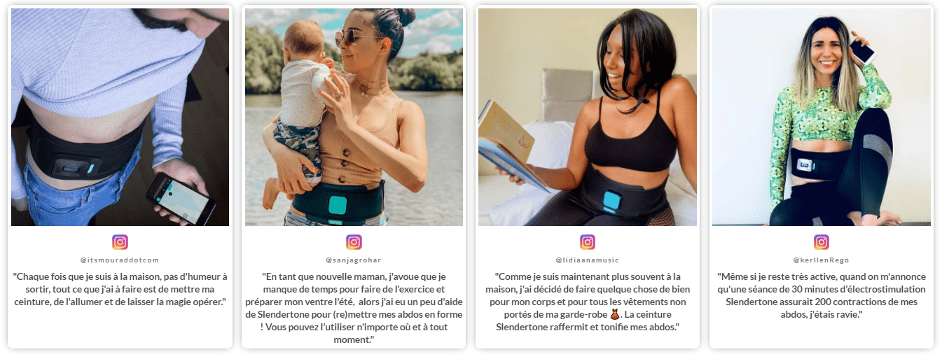 image regroupant les avis clients concernant l'utilisation de la marque slendertone