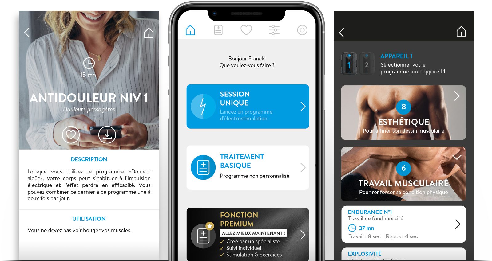 application 1 des programmes du bluetens classic