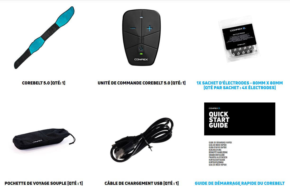 contenu du pack lors de l'achat de la ceinture corebelt 5.0