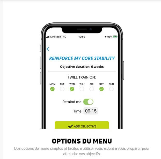 application mobile compex pour le ceinture corebelt 5.0