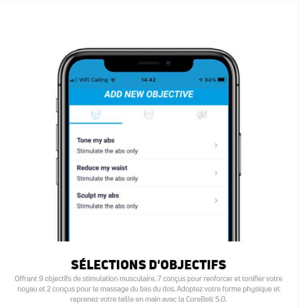 paramètre pour l'application mobile compex