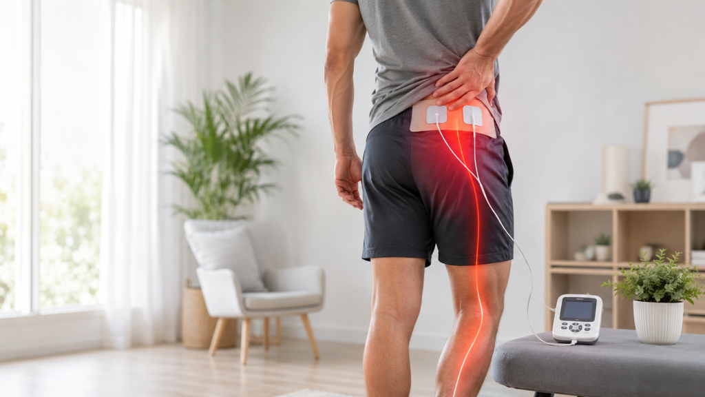 Un électrostimulateur TENS peut aider à apaiser certaines douleurs sciatiques en stimulant les zones lombaires et musculaires concernées.